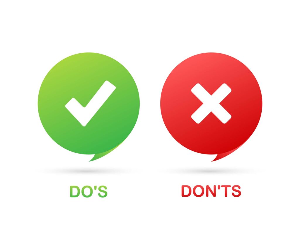 graphic of green bubble with a check for do's and a red bubble with an x for don'ts 