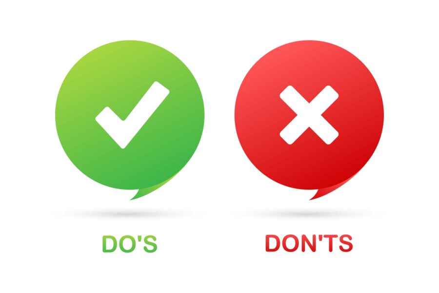 graphic of green bubble with a check for do's and a red bubble with an x for don'ts