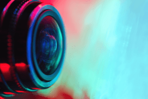 profile close up of a camera lens 