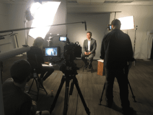 corporate video company 336 productions filming an interview at a client's office for a company video