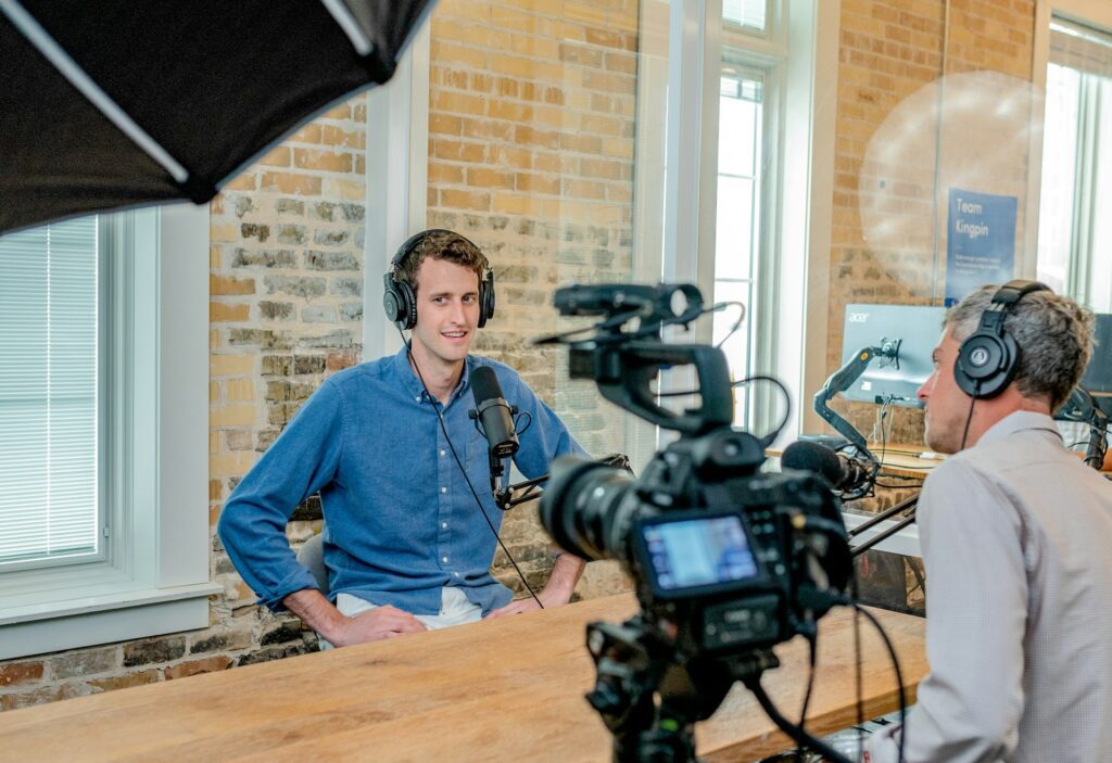 People filming a corporate marketing video