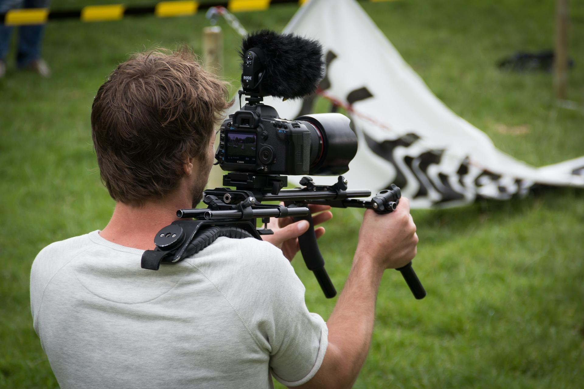 A man filming a corporate video in Los Angeles