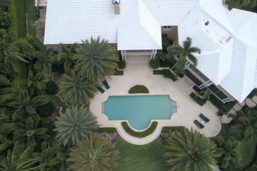 n aerial view of a house captured by a drone camera