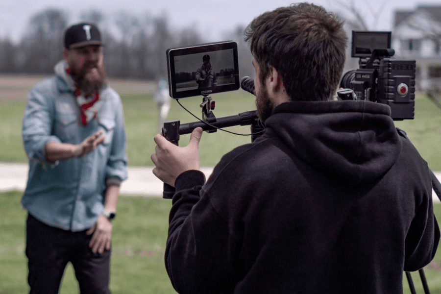 A cameraman shooting a video commercial