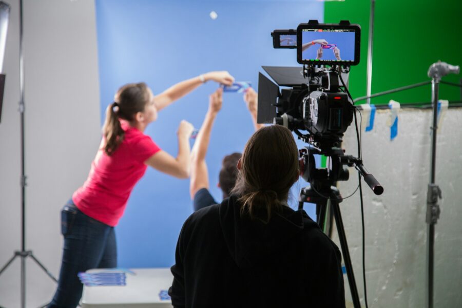 Production staff shooting a product video