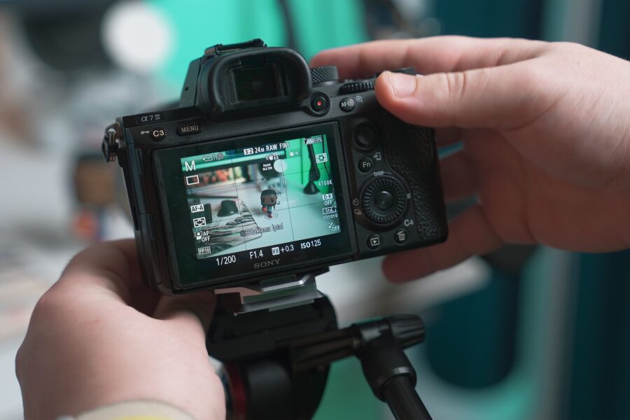 A person holding a camera