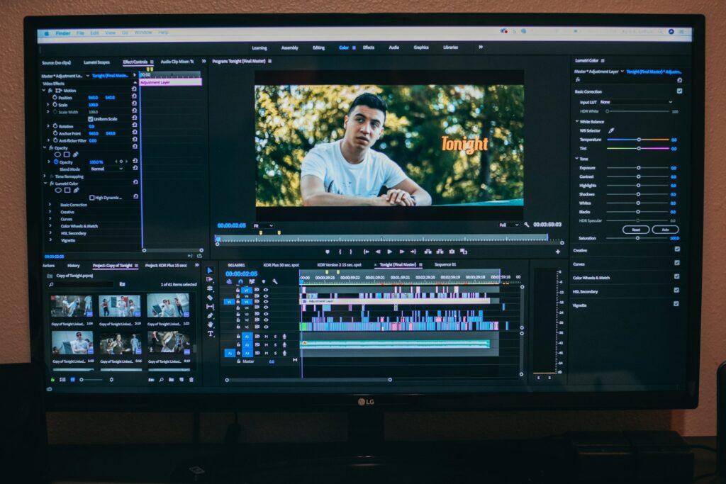 Video being edited on a computer