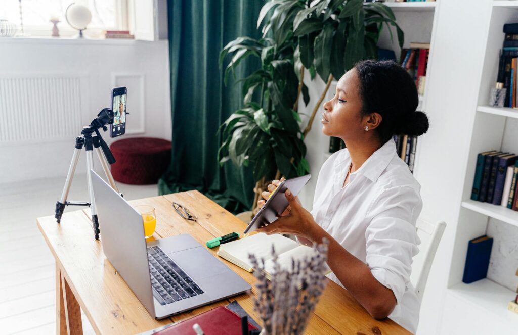 woman recording short-form video content