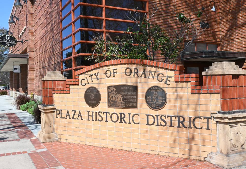 city of orange plaza historic district plaque