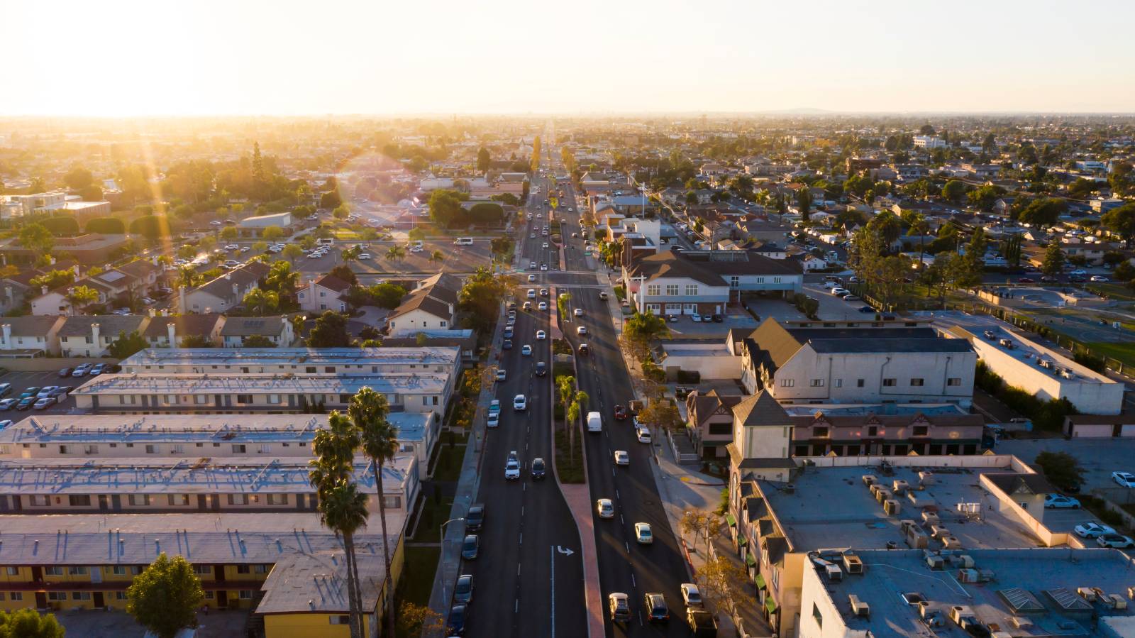 aerial view of downtown Westminster, CA