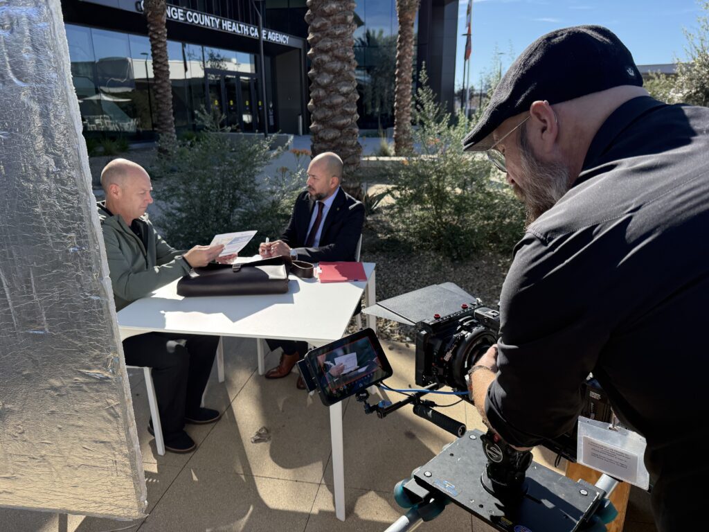 Behind-the-scenes video production in Orange County, with 336 Productions filming on-location b-roll for a recruiting video for the County of Orange.